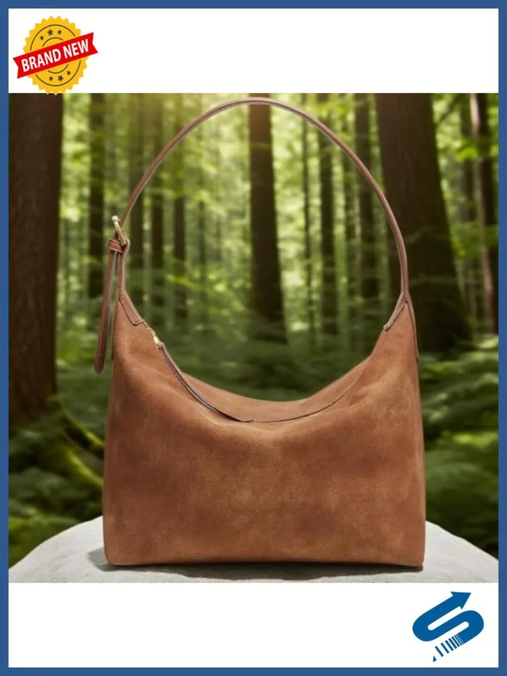 Faux Suede Hobo Bag with Adjustable Shoulder Strap